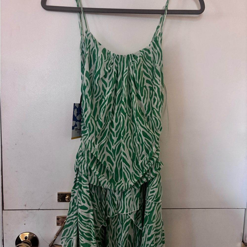 Diane Von Furstenberg Green and White Patterned Dress